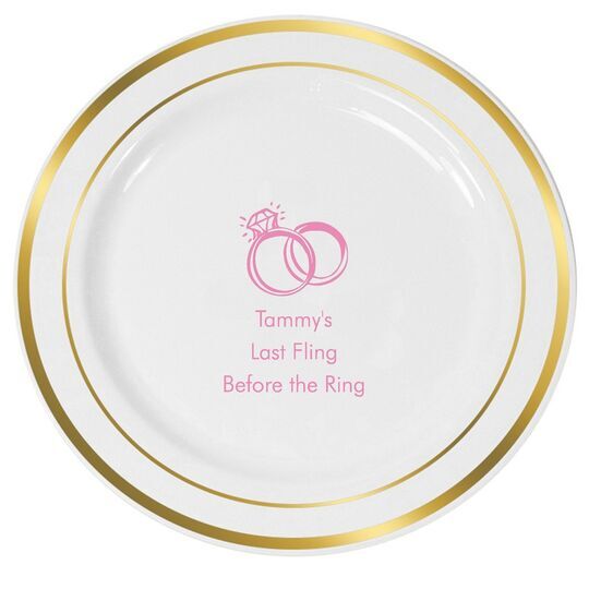 Wedding Rings Premium Banded Plastic Plates